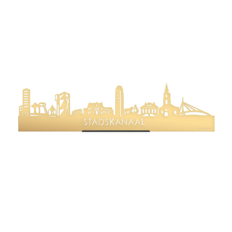 Standing Skyline Stadskanaal Metallic Goud gerecycled kunststof cadeau decoratie relatiegeschenk van WoodWideCities
