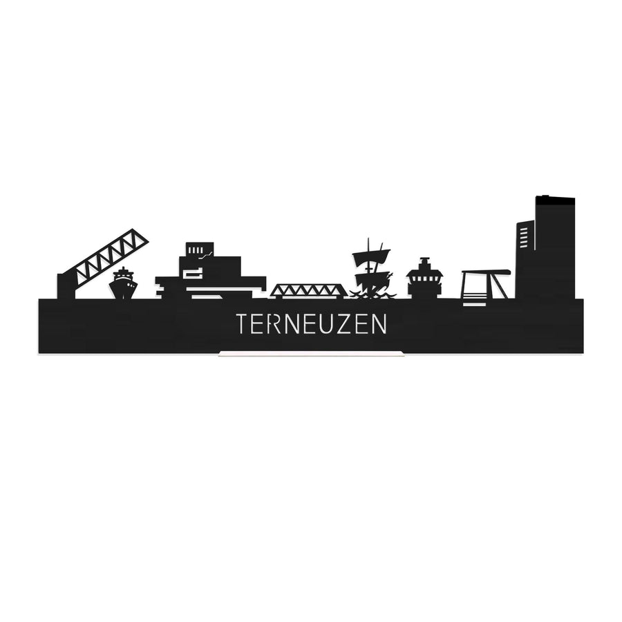 Standing Skyline Terneuzen Black houten cadeau decoratie relatiegeschenk van WoodWideCities