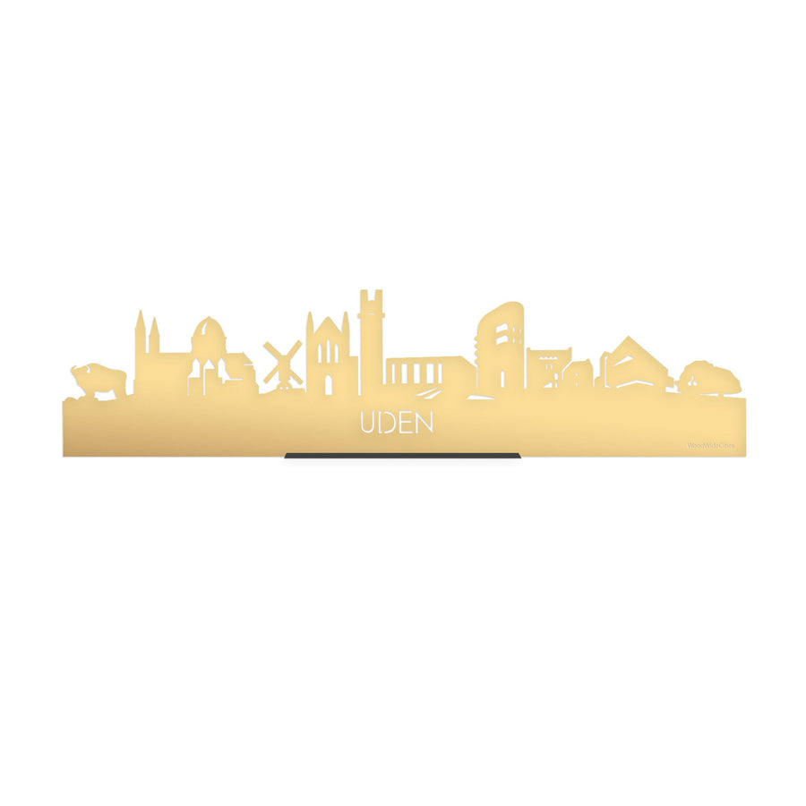 Standing Skyline Uden Metallic Goud gerecycled kunststof cadeau decoratie relatiegeschenk van WoodWideCities