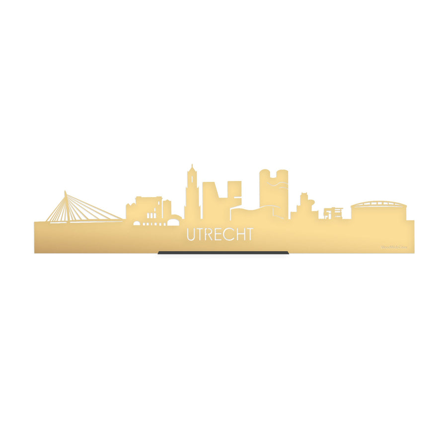 Standing Skyline Utrecht Metallic Goud gerecycled kunststof cadeau decoratie relatiegeschenk van WoodWideCities