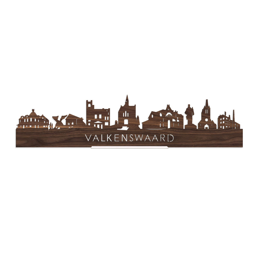 Standing Skyline Valkenswaard Noten 40 cm houten cadeau decoratie relatiegeschenk van WoodWideCities