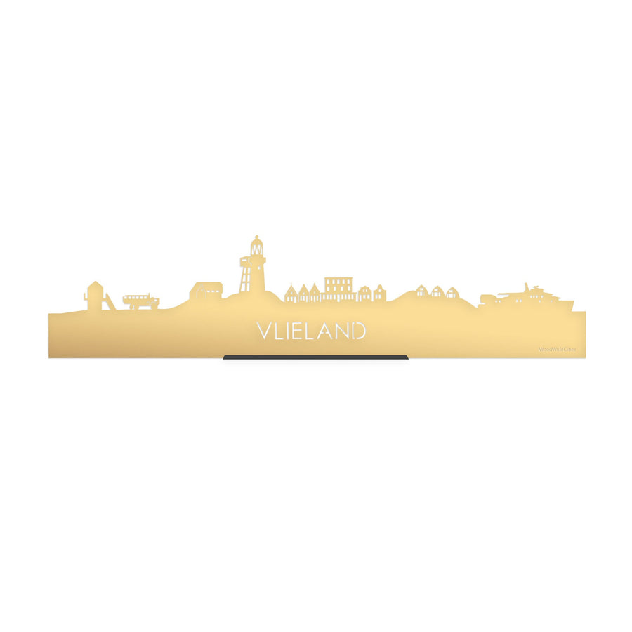 Standing Skyline Vlieland Metallic Goud gerecycled kunststof cadeau decoratie relatiegeschenk van WoodWideCities