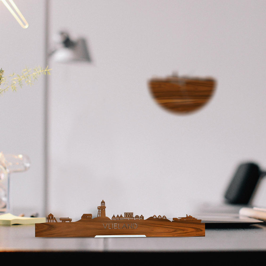Standing Skyline Vlieland Palissander houten cadeau decoratie relatiegeschenk van WoodWideCities