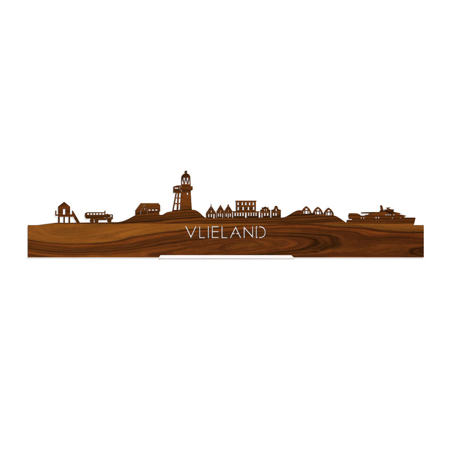Standing Skyline Vlieland Palissander 40 cm houten cadeau decoratie relatiegeschenk van WoodWideCities