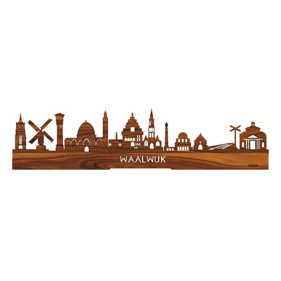 Standing Skyline Waalwijk Palissander houten cadeau decoratie relatiegeschenk van WoodWideCities