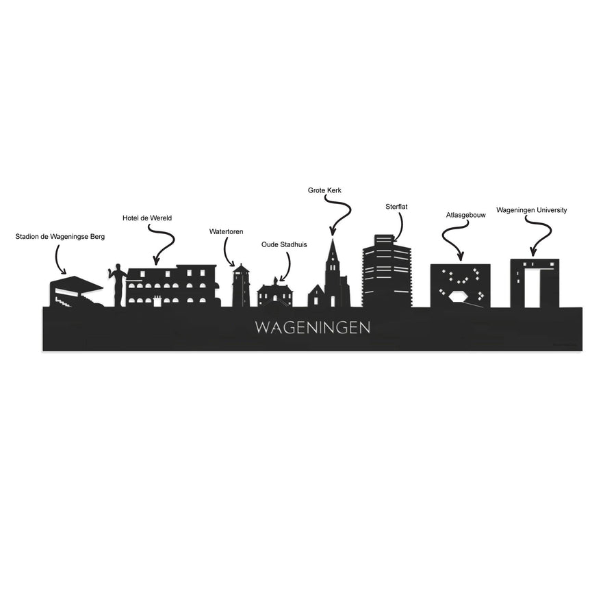 Standing Skyline Wageningen Wit glanzend gerecycled kunststof cadeau decoratie relatiegeschenk van WoodWideCities