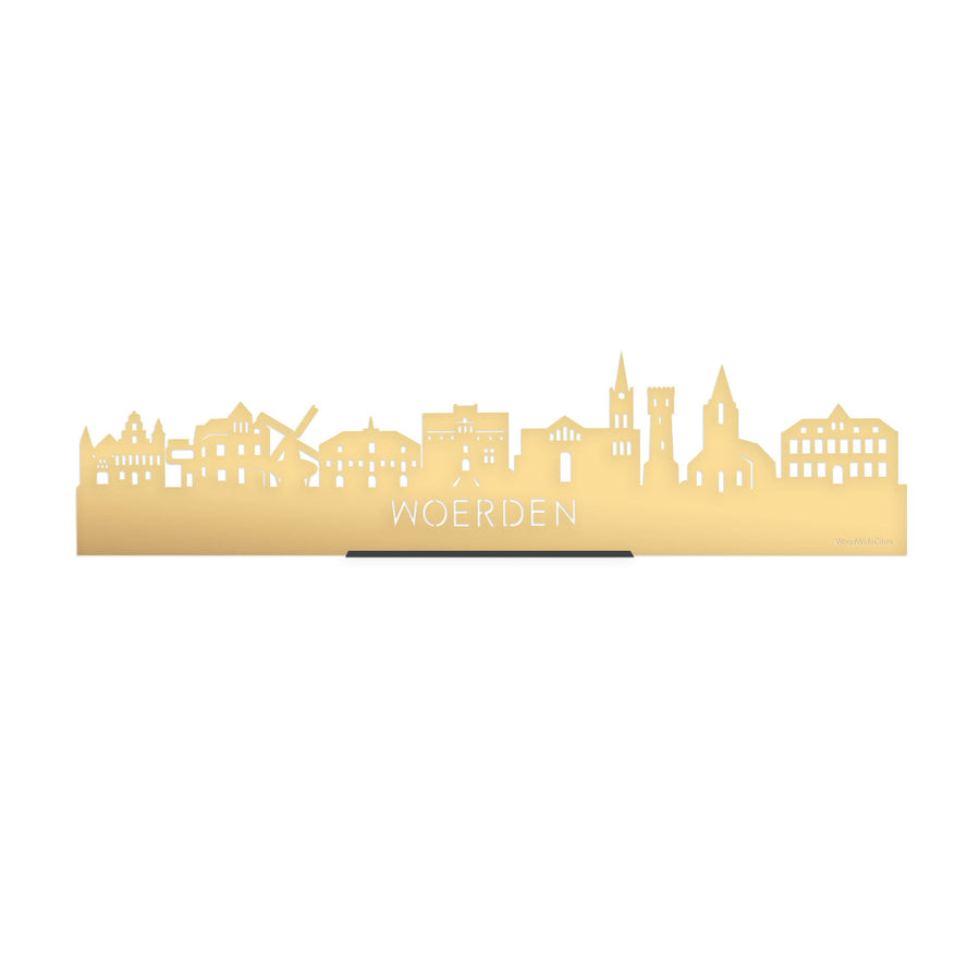 Standing Skyline Woerden Metallic Goud gerecycled kunststof cadeau decoratie relatiegeschenk van WoodWideCities