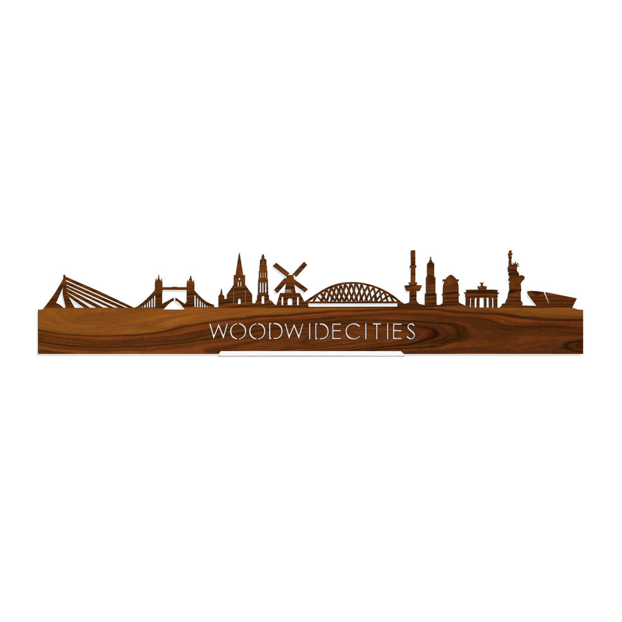 Standing Skyline WoodWideCities Palissander 40 cm houten cadeau decoratie relatiegeschenk van WoodWideCities