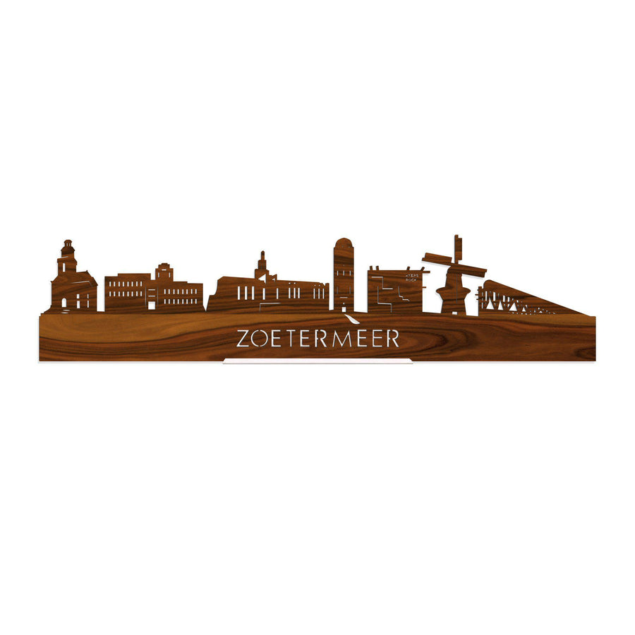 Standing Skyline Zoetermeer Palissander 40 cm houten cadeau decoratie relatiegeschenk van WoodWideCities