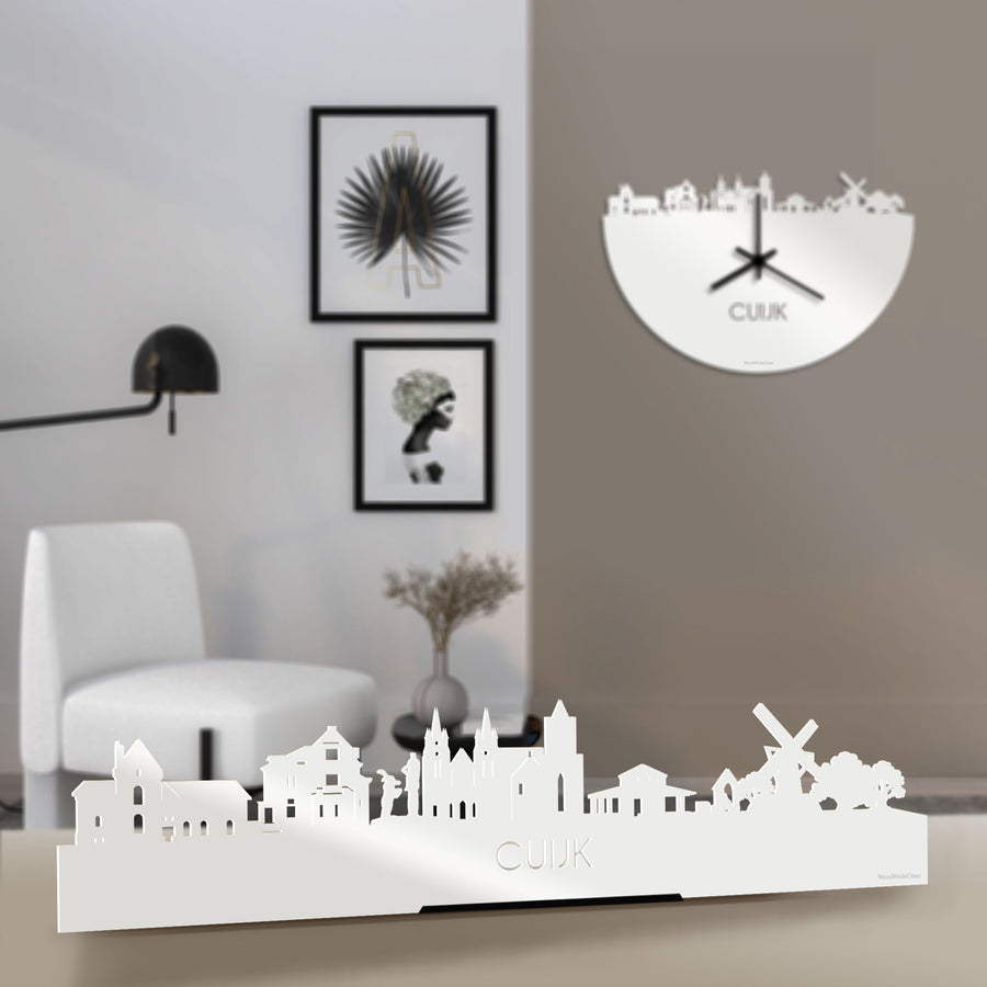 Standing Skyline Cuijk Wit glanzend gerecycled kunststof cadeau decoratie relatiegeschenk van WoodWideCities