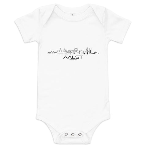 Baby Rompertje Aalst White 3-6m houten cadeau decoratie relatiegeschenk van WoodWideCities