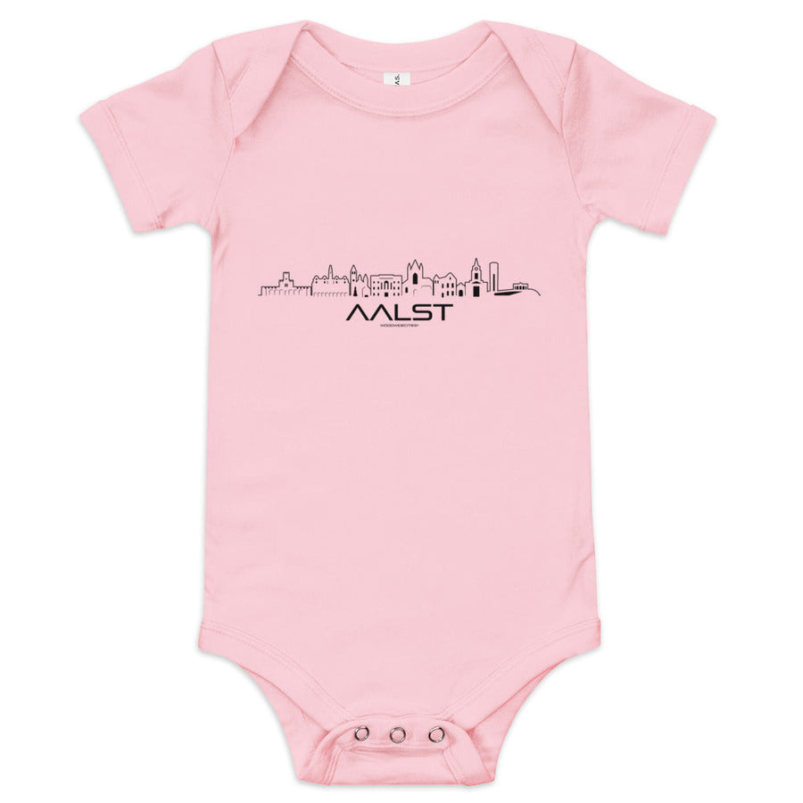 Baby Rompertje Aalst Pink 3-6m houten cadeau decoratie relatiegeschenk van WoodWideCities