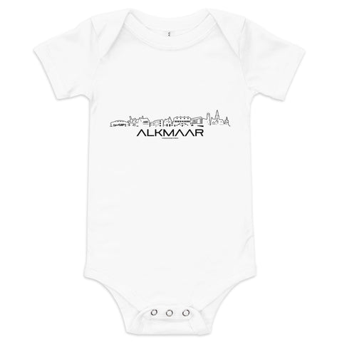 Baby Rompertje Alkmaar White 3-6m houten cadeau decoratie relatiegeschenk van WoodWideCities