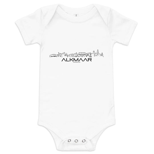 Baby Rompertje Alkmaar White 3-6m houten cadeau decoratie relatiegeschenk van WoodWideCities