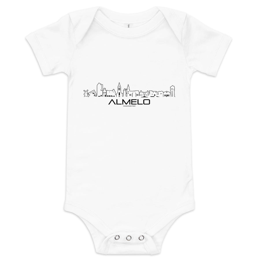 Baby Rompertje Almelo White 3-6m houten cadeau decoratie relatiegeschenk van WoodWideCities