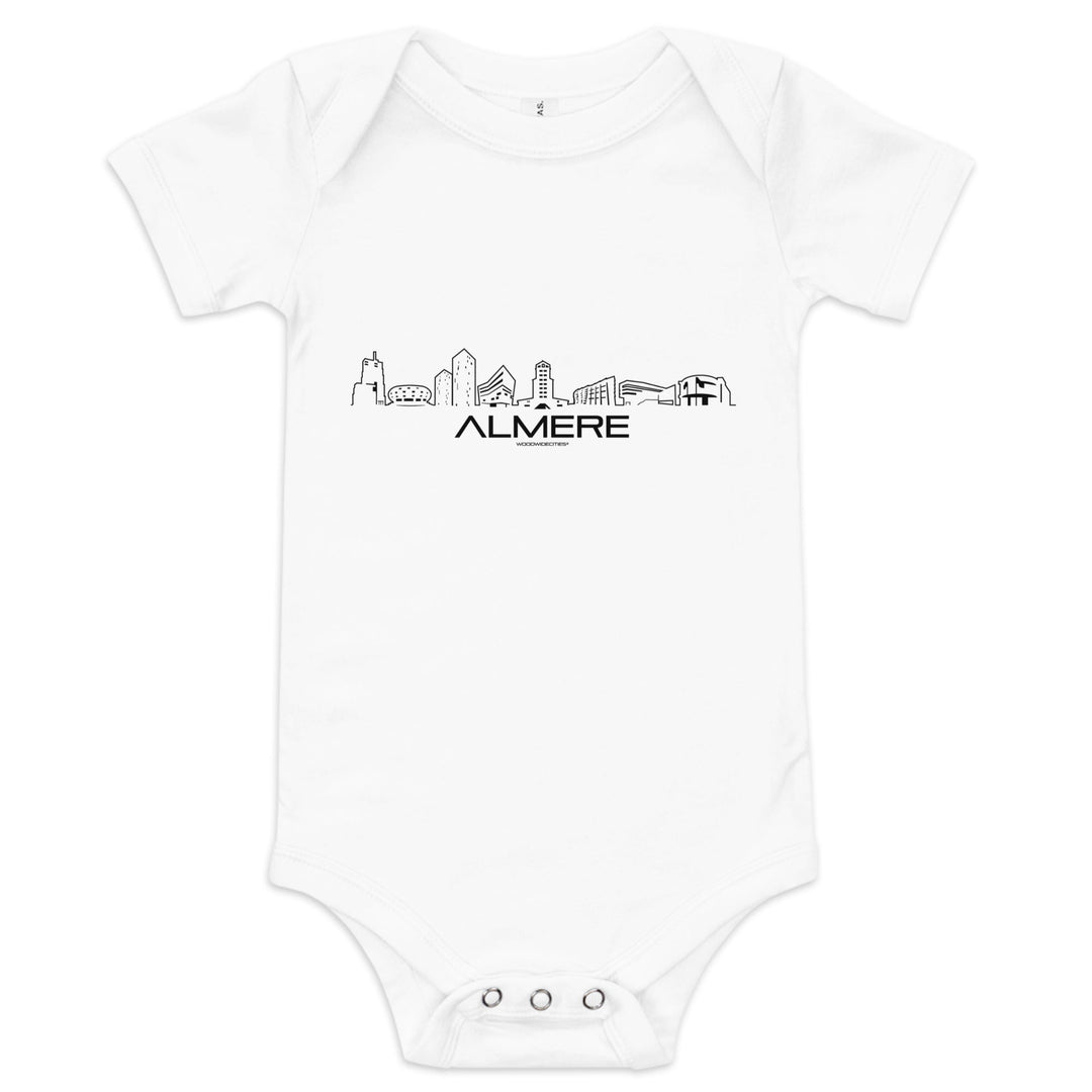 Baby Rompertje Almere White 3-6m houten cadeau decoratie relatiegeschenk van WoodWideCities