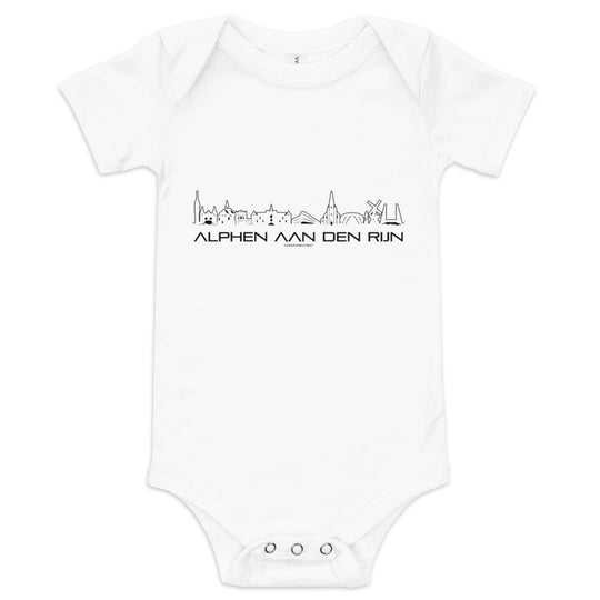 Baby Rompertje Alphen aan den Rijn White 3-6m houten cadeau decoratie relatiegeschenk van WoodWideCities