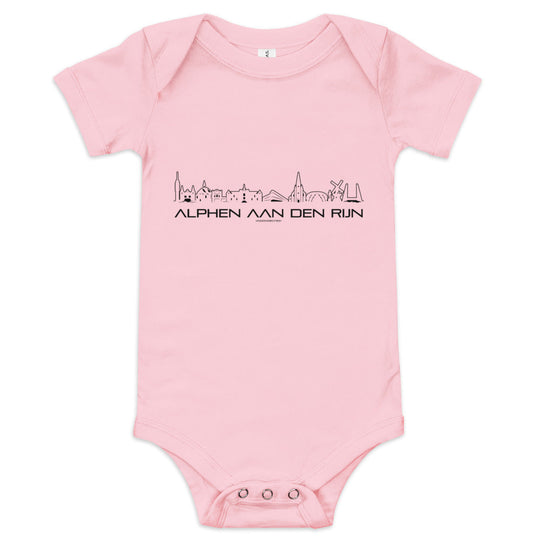 Baby Rompertje Alphen aan den Rijn Pink 3-6m houten cadeau decoratie relatiegeschenk van WoodWideCities