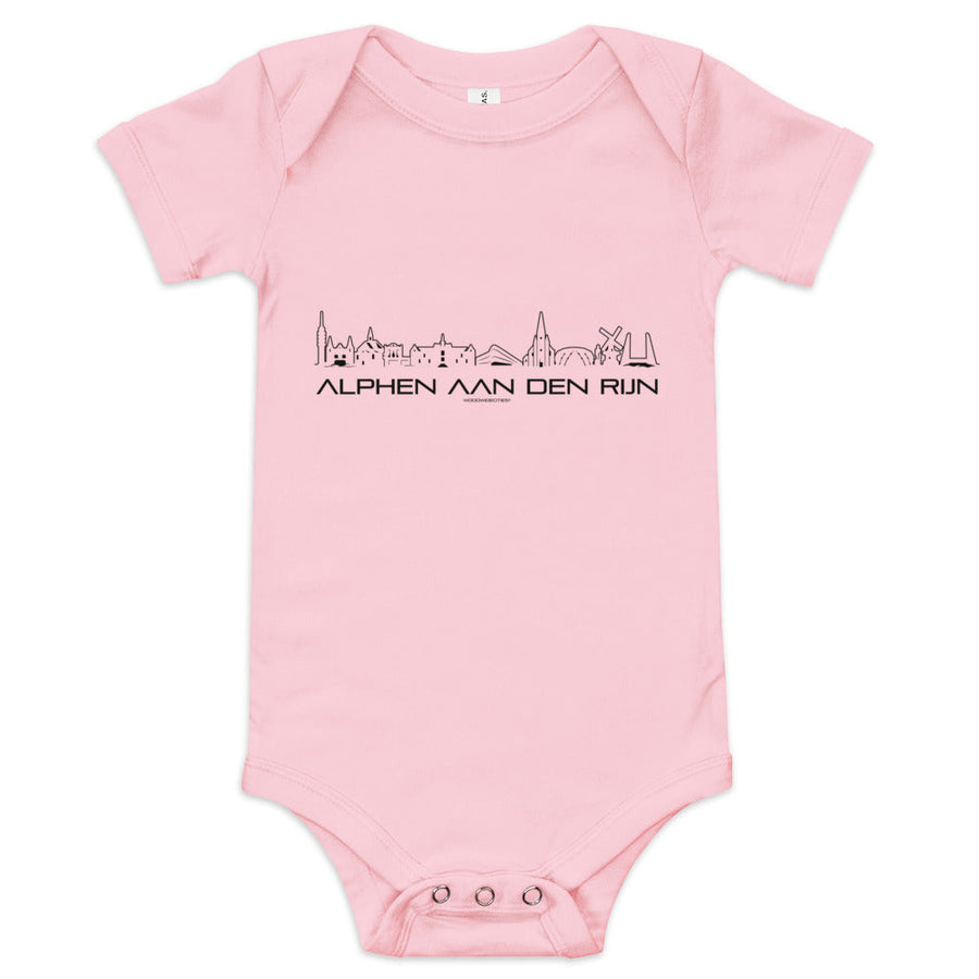 Baby Rompertje Alphen aan den Rijn Pink 3-6m houten cadeau decoratie relatiegeschenk van WoodWideCities