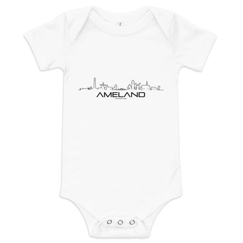 Baby Rompertje Ameland White 3-6m houten cadeau decoratie relatiegeschenk van WoodWideCities