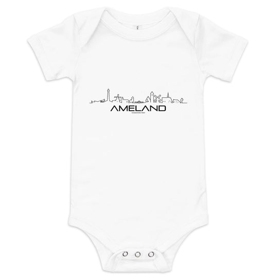 Baby Rompertje Ameland White 3-6m houten cadeau decoratie relatiegeschenk van WoodWideCities