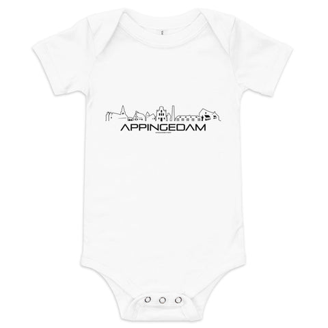 Baby Rompertje Appingedam houten cadeau decoratie relatiegeschenk van WoodWideCities