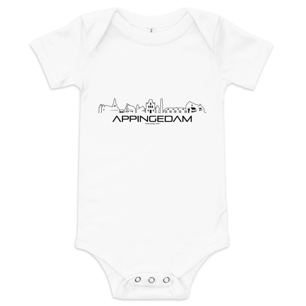 Baby Rompertje Appingedam houten cadeau decoratie relatiegeschenk van WoodWideCities