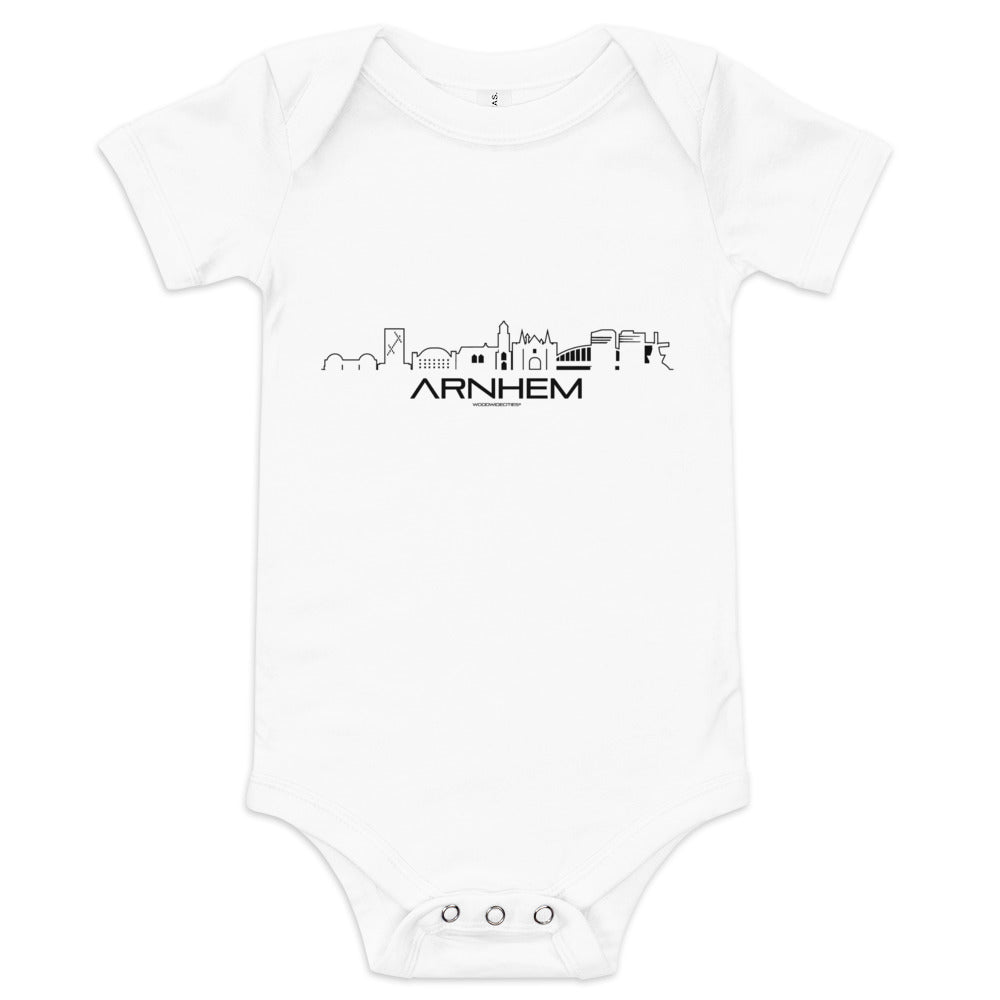 Baby Rompertje Arnhem houten cadeau decoratie relatiegeschenk van WoodWideCities