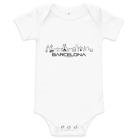 Baby Rompertje Barcelona White 3-6m houten cadeau decoratie relatiegeschenk van WoodWideCities