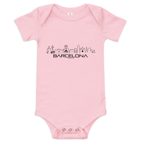 Baby Rompertje Barcelona Pink 3-6m houten cadeau decoratie relatiegeschenk van WoodWideCities