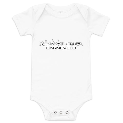 Baby Rompertje Barneveld Wit 3-6 m houten cadeau decoratie relatiegeschenk van WoodWideCities