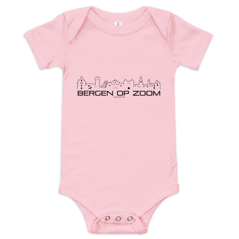 Baby Rompertje Bergen op Zoom Pink 3-6m houten cadeau decoratie relatiegeschenk van WoodWideCities