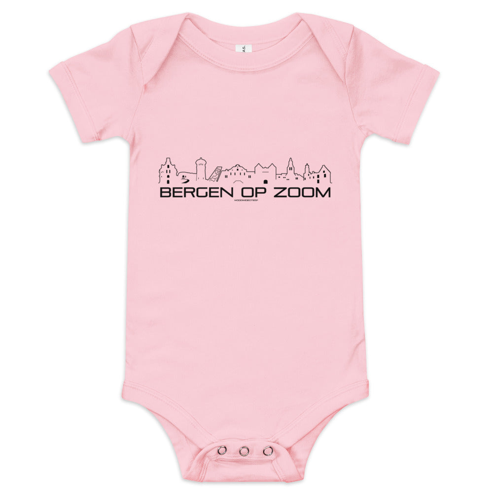 Baby Rompertje Bergen op Zoom Pink 3-6m houten cadeau decoratie relatiegeschenk van WoodWideCities