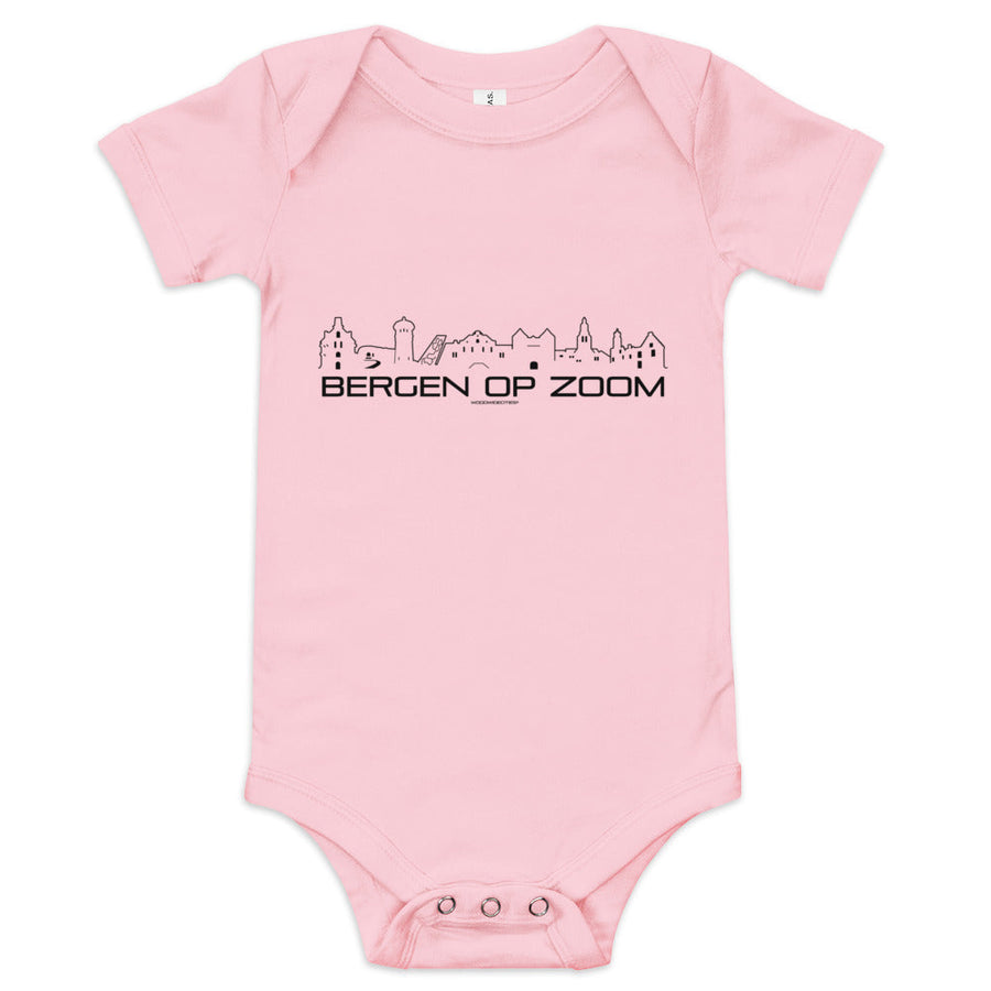 Baby Rompertje Bergen op Zoom Pink 3-6m houten cadeau decoratie relatiegeschenk van WoodWideCities