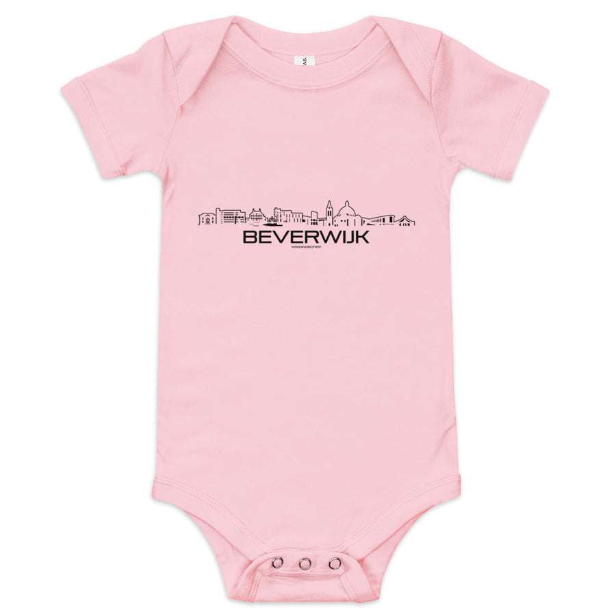 Baby Rompertje Beverwijk Pink 3-6m houten cadeau decoratie relatiegeschenk van WoodWideCities