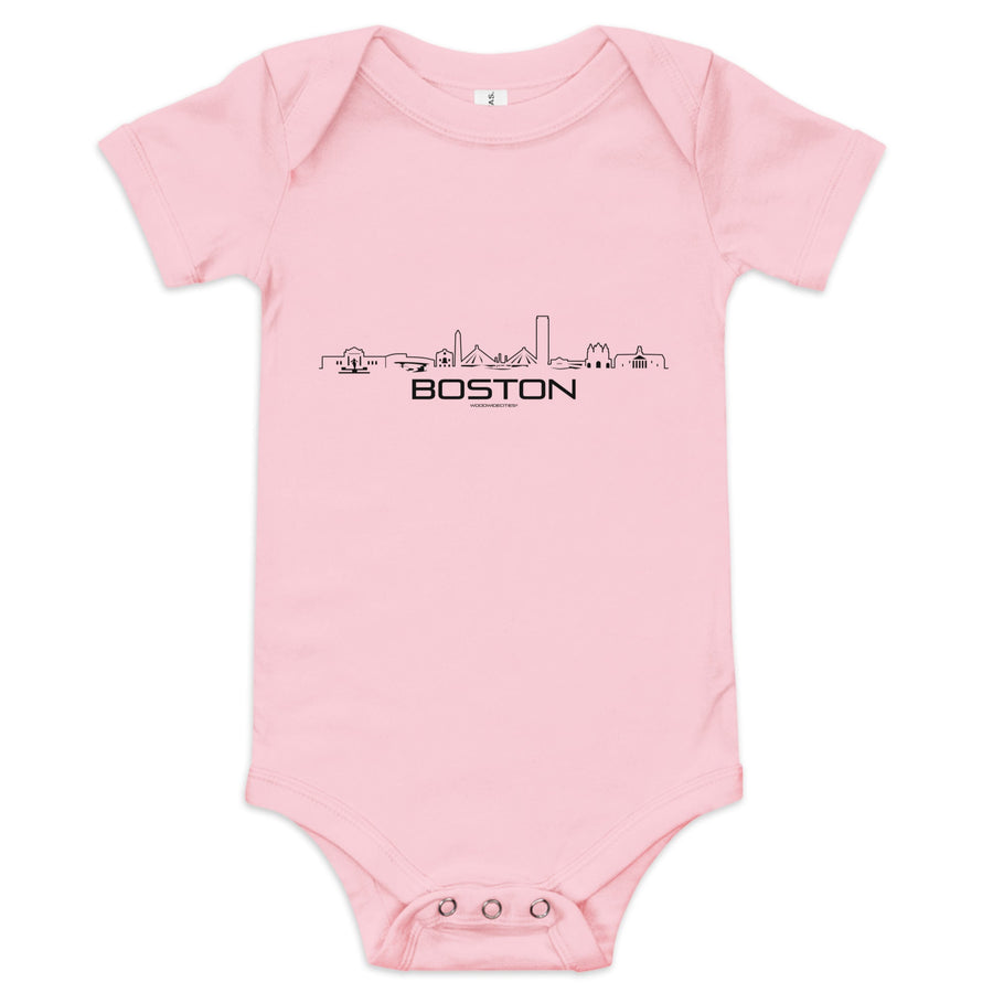 Baby Rompertje Boston Roze 3-6 m houten cadeau decoratie relatiegeschenk van WoodWideCities