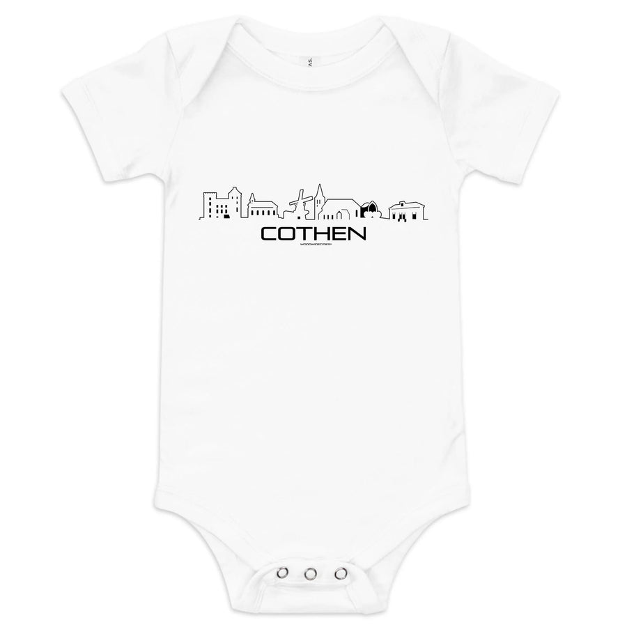 Baby Rompertje Cothen uniek cadeau voor baby geboren in Cothen geschenk van WoodWideCities