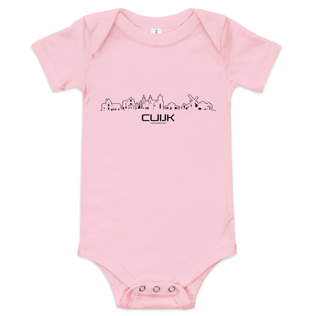 Baby Rompertje Cuijk uniek cadeau voor baby geboren in Cuijk geschenk van WoodWideCities
