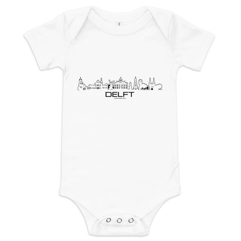 Baby Rompertje Delft houten cadeau decoratie relatiegeschenk van WoodWideCities