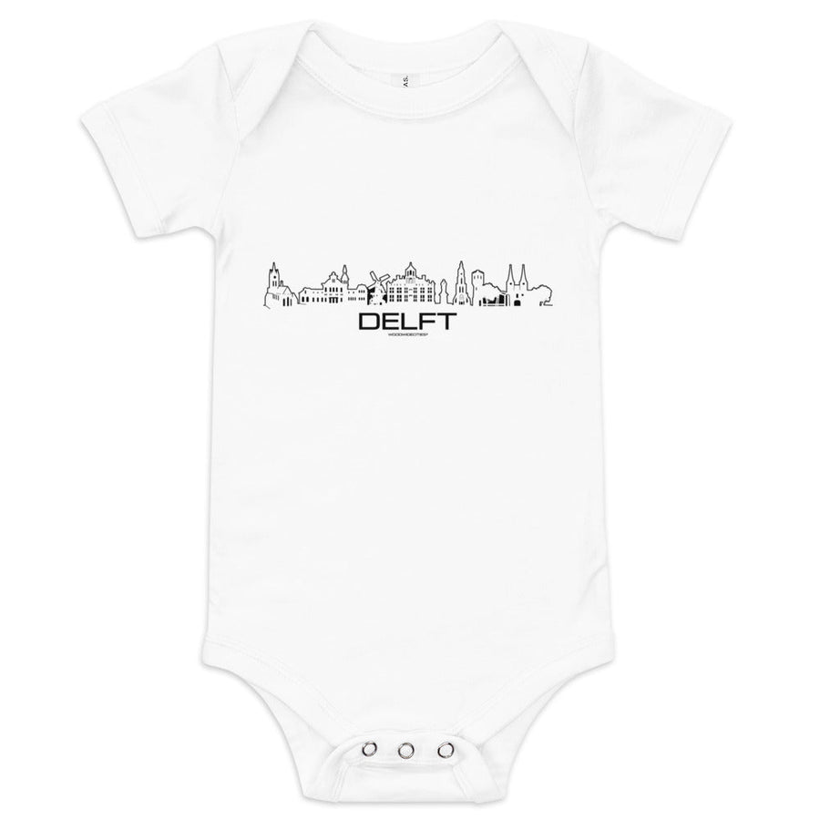Baby Rompertje Delft houten cadeau decoratie relatiegeschenk van WoodWideCities