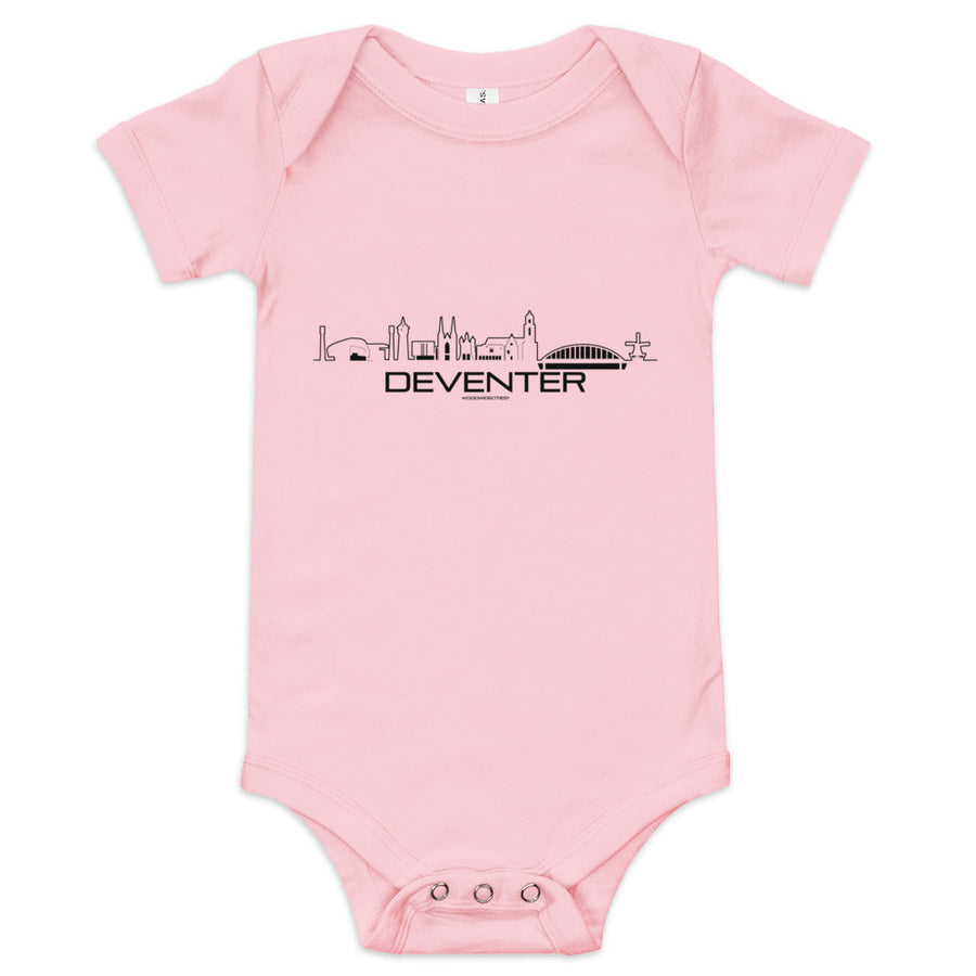 Baby Rompertje Deventer Pink 3-6m houten cadeau decoratie relatiegeschenk van WoodWideCities
