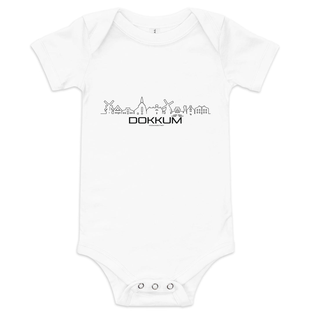 Baby Rompertje Dokkum Wit 3-6 m houten cadeau decoratie relatiegeschenk van WoodWideCities