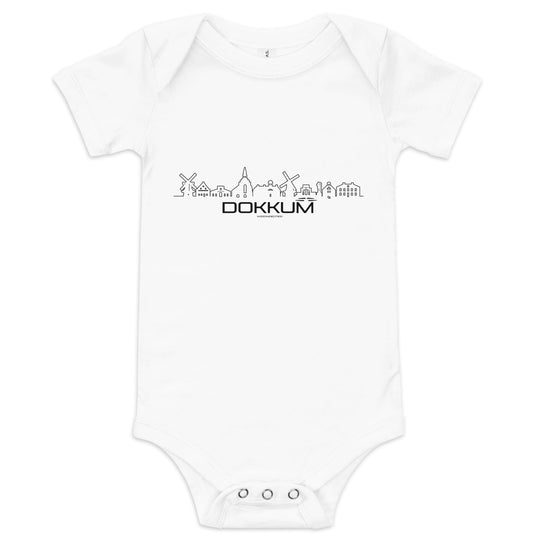 Baby Rompertje Dokkum Wit 3-6 m houten cadeau decoratie relatiegeschenk van WoodWideCities