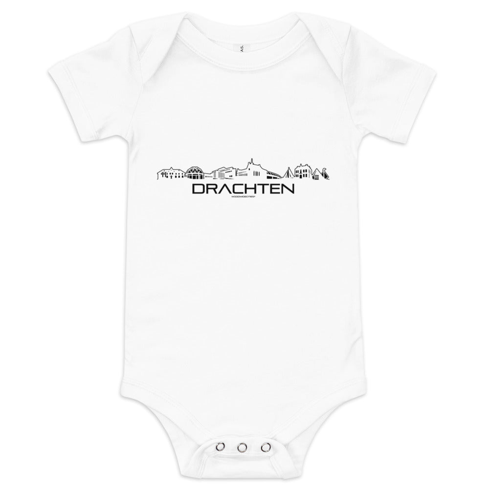 Baby Rompertje Drachten White 3-6m houten cadeau decoratie relatiegeschenk van WoodWideCities