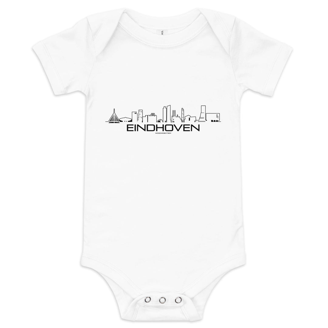 Baby Rompertje Eindhoven White 3-6m houten cadeau decoratie relatiegeschenk van WoodWideCities