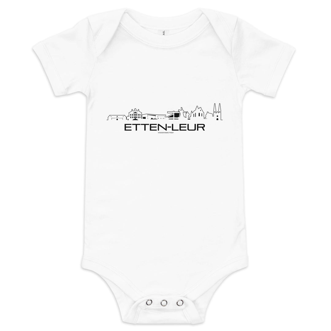 Baby Rompertje Etten-Leur White 3-6m houten cadeau decoratie relatiegeschenk van WoodWideCities