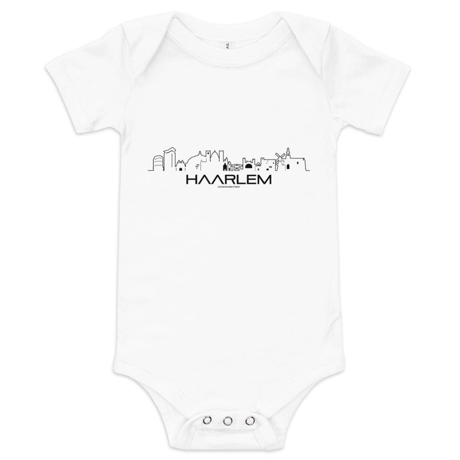 Baby Rompertje Haarlem White 3-6m houten cadeau decoratie relatiegeschenk van WoodWideCities