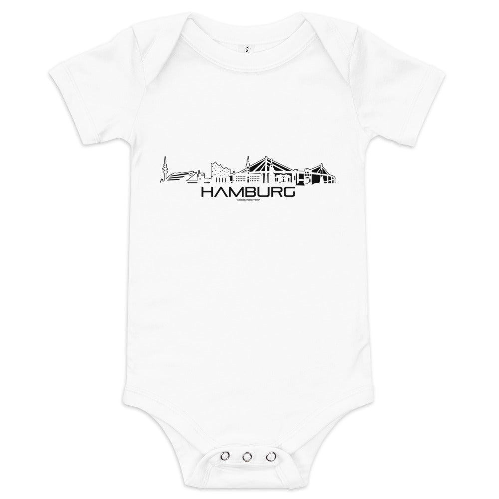 Baby Rompertje Hamburg White 3-6m houten cadeau decoratie relatiegeschenk van WoodWideCities