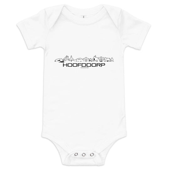 Baby Rompertje Hoofddorp White 3-6m houten cadeau decoratie relatiegeschenk van WoodWideCities