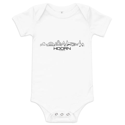 Baby Rompertje Hoorn White 3-6m houten cadeau decoratie relatiegeschenk van WoodWideCities